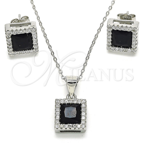 Sterling Silver Ring — Earring and Pendant Adult Set with Black Cubic — alternate product view — SKU 129855 | Plata 925 anillo — Earring and Pendant Adult Set with negro Cubic — SKU 129855