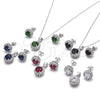 Sterling Silver Earring and Pendant Adult Set, with Black and White Cubic Zirconia, Polished, Rhodium Finish, 10.175.0062.4
