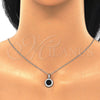 Sterling Silver Earring and Pendant Adult Set, with Black Cubic Zirconia and White Micro Pave, Polished, Rhodium Finish, 10.175.0074.4