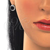 Sterling Silver Earring and Pendant Adult Set, with Black Cubic Zirconia and White Micro Pave, Polished, Rhodium Finish, 10.175.0074.4