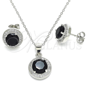 Sterling Silver Ring — Earring and Pendant Adult Set with Black Cubic — main product view — SKU 129861 | Plata 925 anillo — Earring and Pendant Adult Set with negro Cubic — SKU 129861