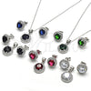 Sterling Silver Earring and Pendant Adult Set, with Black Cubic Zirconia and White Micro Pave, Polished, Rhodium Finish, 10.175.0074.4