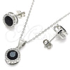 Sterling Silver Earring and Pendant Adult Set, with Black Cubic Zirconia and White Micro Pave, Polished, Rhodium Finish, 10.175.0075.4