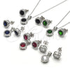 Sterling Silver Earring and Pendant Adult Set, with Black Cubic Zirconia and White Micro Pave, Polished, Rhodium Finish, 10.175.0075.4