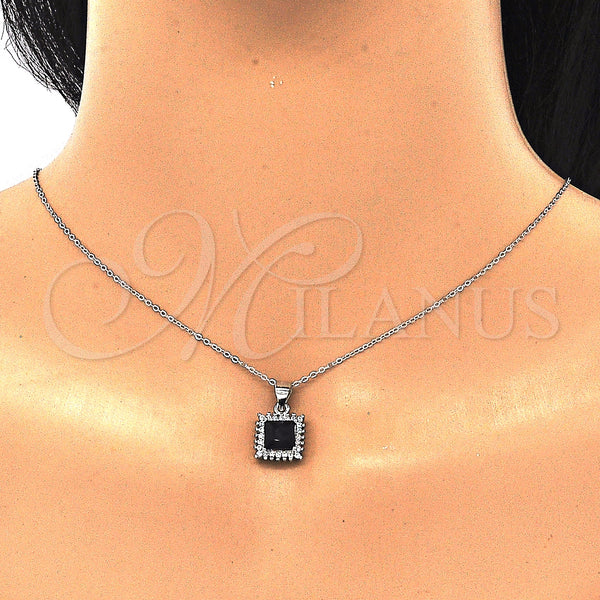 Sterling Silver Ring — Earring and Pendant Adult Set with Black Cubic — alternate product view — SKU 129873 | Plata 925 anillo — Earring and Pendant Adult Set with negro Cubic — SKU 129873