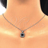 Sterling Silver Earring and Pendant Adult Set, with Black Cubic Zirconia and White Micro Pave, Polished, Rhodium Finish, 10.175.0057.4
