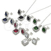 Sterling Silver Earring and Pendant Adult Set, with Black Cubic Zirconia and White Micro Pave, Polished, Rhodium Finish, 10.175.0057.4