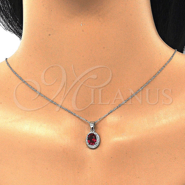 Sterling Silver Ring — Earring and Pendant Adult Set with Garnet Cubic — alternate product view — SKU 129877 | Plata 925 anillo — Earring and Pendant Adult Set with Garnet Cubic — SKU 129877