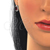 Sterling Silver Earring and Pendant Adult Set, with Garnet Cubic Zirconia and White Micro Pave, Polished, Rhodium Finish, 10.175.0077.2