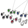 Sterling Silver Earring and Pendant Adult Set, with Garnet Cubic Zirconia and White Micro Pave, Polished, Rhodium Finish, 10.175.0077.2
