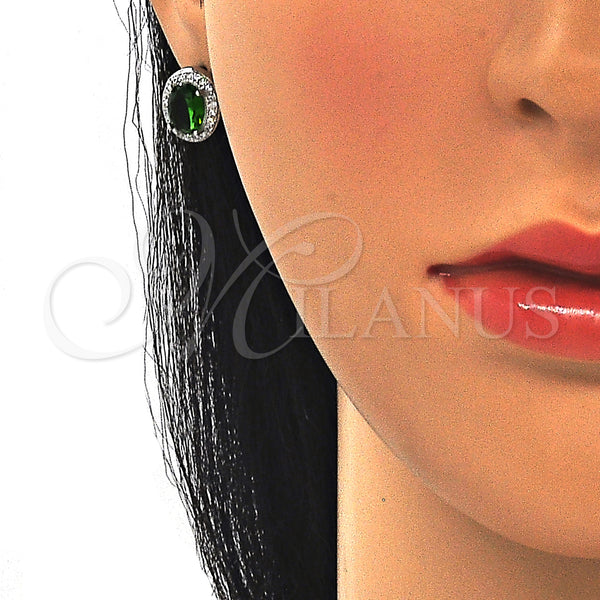 Sterling Silver Ring — Earring and Pendant Adult Set with Green Cubic — alternate product view — SKU 129878 | Plata 925 anillo — Earring and Pendant Adult Set with Green Cubic — SKU 129878