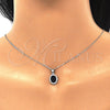 Sterling Silver Earring and Pendant Adult Set, with Black Cubic Zirconia and White Micro Pave, Polished, Rhodium Finish, 10.175.0077.4