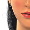 Sterling Silver Earring and Pendant Adult Set, with Black Cubic Zirconia and White Micro Pave, Polished, Rhodium Finish, 10.175.0077.4