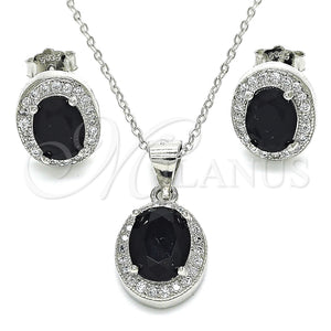 Sterling Silver Ring — Earring and Pendant Adult Set with Black Cubic — main product view — SKU 129879 | Plata 925 anillo — Earring and Pendant Adult Set with negro Cubic — SKU 129879
