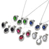 Sterling Silver Earring and Pendant Adult Set, with Black Cubic Zirconia and White Micro Pave, Polished, Rhodium Finish, 10.175.0077.4