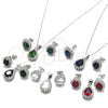Sterling Silver Earring and Pendant Adult Set, Teardrop Design, with Black and White Cubic Zirconia, Polished, Rhodium Finish, 10.175.0079.4