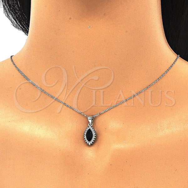 Sterling Silver Ring — Earring and Pendant Adult Set with Black and — alternate product view — SKU 129890 | Plata 925 anillo — Earring and Pendant Adult Set with negro and — SKU 129890