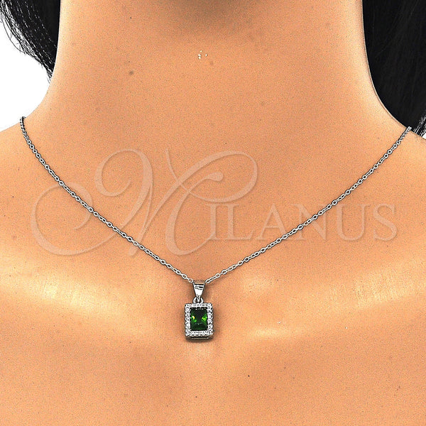 Sterling Silver Ring — Earring and Pendant Adult Set with Green Cubic — alternate product view — SKU 129892 | Plata 925 anillo — Earring and Pendant Adult Set with Green Cubic — SKU 129892