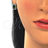 Sterling Silver Earring and Pendant Adult Set, with Green Cubic Zirconia and White Micro Pave, Polished, Rhodium Finish, 10.175.0080.1