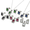Sterling Silver Earring and Pendant Adult Set, with Green Cubic Zirconia and White Micro Pave, Polished, Rhodium Finish, 10.175.0080.1