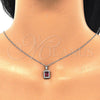 Sterling Silver Earring and Pendant Adult Set, with Ruby Cubic Zirconia and White Crystal, Polished, Rhodium Finish, 10.175.0080.3