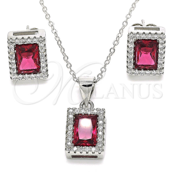Sterling Silver Ring — Earring and Pendant Adult Set with Ruby Cubic — alternate product view — SKU 129894 | Plata 925 anillo — Earring and Pendant Adult Set with Ruby Cubic — SKU 129894