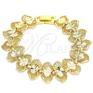 Oro Laminado Fancy Bracelet, Gold Filled Style Diamond Cutting Finish, Golden Finish, 03.100.0059.07 (Thickness, 7 Inches Length)