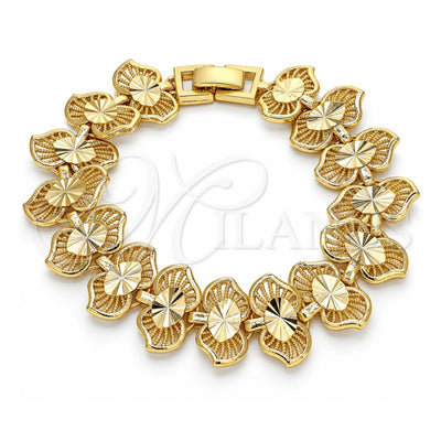 Oro Laminado Fancy Bracelet, Gold Filled Style Diamond Cutting Finish, Golden Finish, 03.100.0059.07 (Thickness, 7 Inches Length)