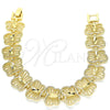 Oro Laminado Fancy Bracelet, Gold Filled Style Butterfly Design, Diamond Cutting Finish, Golden Finish, 03.100.0060.08 (Thickness, 8 Inches Length)