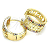 Oro Laminado Huggie Hoop, Gold Filled Style Elephant Design, with Multicolor Micro Pave, Polished, Golden Finish, 02.210.0156.3.20