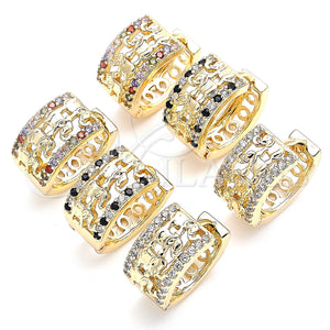 Gold Filled Hoop Earrings — Huggie Hoop Elephant Design with Multicolor Micro Pave — main product view — SKU 129905 | Oro Laminado aretes de aro — Huggie Hoop Elephant diseño with Multicolor Micro Pave — SKU 129905