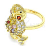 Oro Laminado Multi Stone Ring, Gold Filled Style Owl Design, with Multicolor Cubic Zirconia, Polished, Golden Finish, 01.210.0091.1.07 (Size 7)