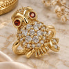 Oro Laminado Multi Stone Ring, Gold Filled Style Owl Design, with White and Garnet Cubic Zirconia, Polished, Golden Finish, 01.210.0091.2.07 (Size 7)