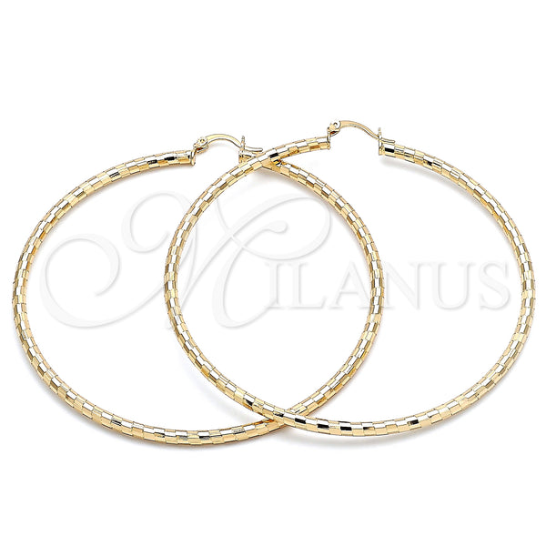 Oro Laminado Extra Large Hoop, Gold Filled Style Diamond Cutting Finish, Golden Finish, 02.213.0156.80