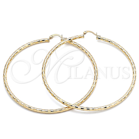 Oro Laminado Extra Large Hoop, Gold Filled Style Diamond Cutting Finish, Golden Finish, 02.213.0156.80