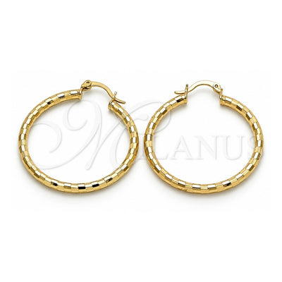 Oro Laminado Medium Hoop, Gold Filled Style Diamond Cutting Finish, Golden Finish, 02.213.0156.40
