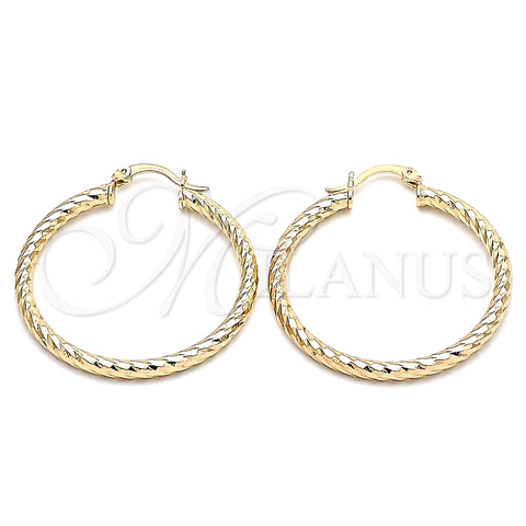 Oro Laminado Medium Hoop, Gold Filled Style Diamond Cutting Finish, Golden Finish, 02.213.0155.40