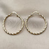 Oro Laminado Medium Hoop, Gold Filled Style Hollow Design, Diamond Cutting Finish, Golden Finish, 02.213.0155.40