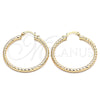 Oro Laminado Medium Hoop, Gold Filled Style Hollow Design, Diamond Cutting Finish, Golden Finish, 02.213.0155.40