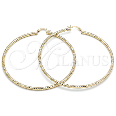Oro Laminado Extra Large Hoop, Gold Filled Style Diamond Cutting Finish, Golden Finish, 02.213.0154.80
