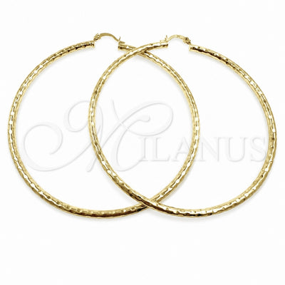 Oro Laminado Extra Large Hoop, Gold Filled Style Diamond Cutting Finish, Golden Finish, 02.213.0150.80