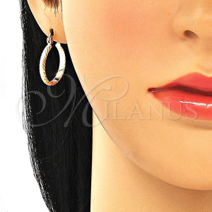 Gold Filled Hoop Earrings — Small Hoop Diamond Cutting Tricolor 02.96. — main product view — SKU 129929 | Oro Laminado aretes de aro — Small Hoop Diamond Cutting Tricolor 02.96. — SKU 129929
