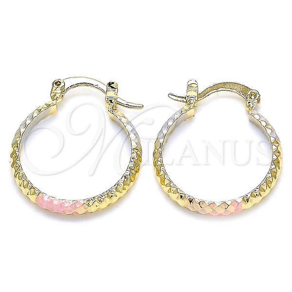 Oro Laminado Small Hoop, Gold Filled Style Diamond Cutting Finish, Tricolor, 02.96.0086.2.20 for wholesale, main product view