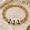 Oro Laminado Fancy Bracelet, Gold Filled Style Flower and Butterfly Design, with Black and White Cubic Zirconia, Polished, Golden Finish, 03.210.0127.1.07 (08 MM Thickness, 7 Inches Length)