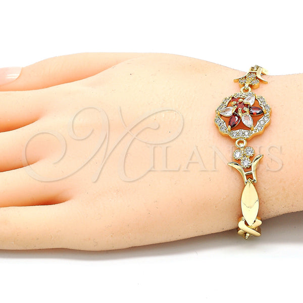 Gold Filled Bracelet — Fancy Bracelet Flower and Hugs and Kisses Design — alternate product view — SKU 129954 | Oro Laminado brazalete — elegante Bracelet flor and Hugs and Kisses diseño — SKU 129954