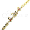 Oro Laminado Fancy Bracelet, Gold Filled Style Peacock and Swan Design, with Multicolor Cubic Zirconia, Polished, Golden Finish, 03.210.0131.2.08 (07 MM Thickness, 8 Inches Length)