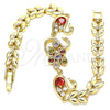 Oro Laminado Fancy Bracelet, Gold Filled Style Peacock and Swan Design, with Multicolor Cubic Zirconia, Polished, Golden Finish, 03.210.0131.2.08 (07 MM Thickness, 8 Inches Length)