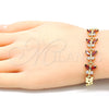 Oro Laminado Fancy Bracelet, Gold Filled Style Butterfly and Leaf Design, with Garnet and White Cubic Zirconia, Polished, Golden Finish, 03.210.0135.08 (07 MM Thickness, 8 Inches Length)