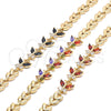 Oro Laminado Fancy Bracelet, Gold Filled Style Butterfly and Leaf Design, with Garnet and White Cubic Zirconia, Polished, Golden Finish, 03.210.0135.08 (07 MM Thickness, 8 Inches Length)