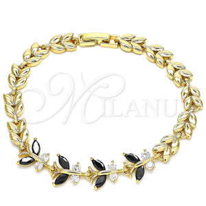 Gold Filled Bracelet — Fancy Bracelet Butterfly and Leaf Design with Black — main product view — SKU 129970 | Oro Laminado brazalete — elegante Bracelet Butterfly and Leaf diseño with negro — SKU 129970
